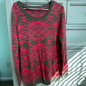 Pink and Brown Charlotte Russe tunic sweater Size Large
